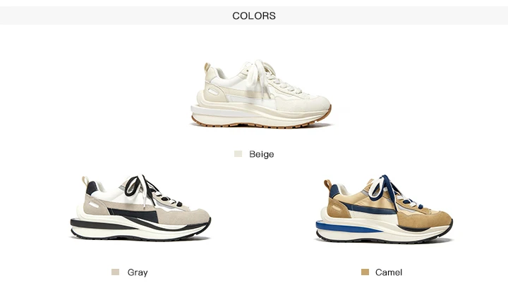 BeauToday Chunky Sneakers Casual Women Cow Suede Synthetic Leather Patchwork Lace-Up Round Toe Ladies Waffle Shoes 29439