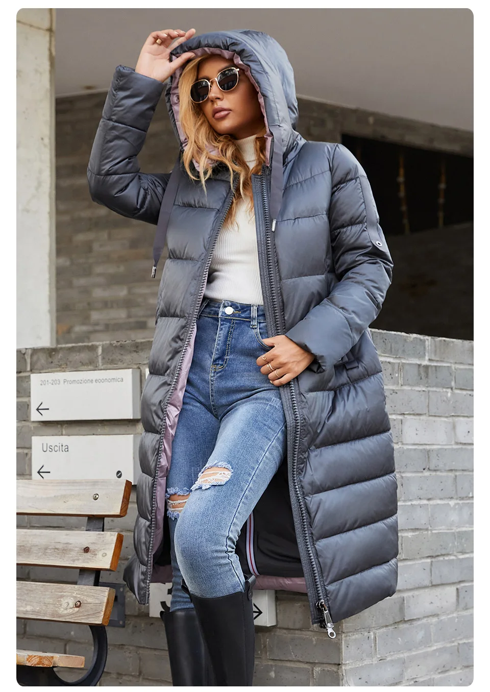 GASMAN 2022 Women's down jacket Long hooded fashion brand  coat women high street Quality Color contrast Windproof parkas 21792