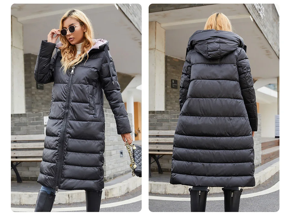 GASMAN 2022 Women's down jacket Long hooded fashion brand  coat women high street Quality Color contrast Windproof parkas 21792