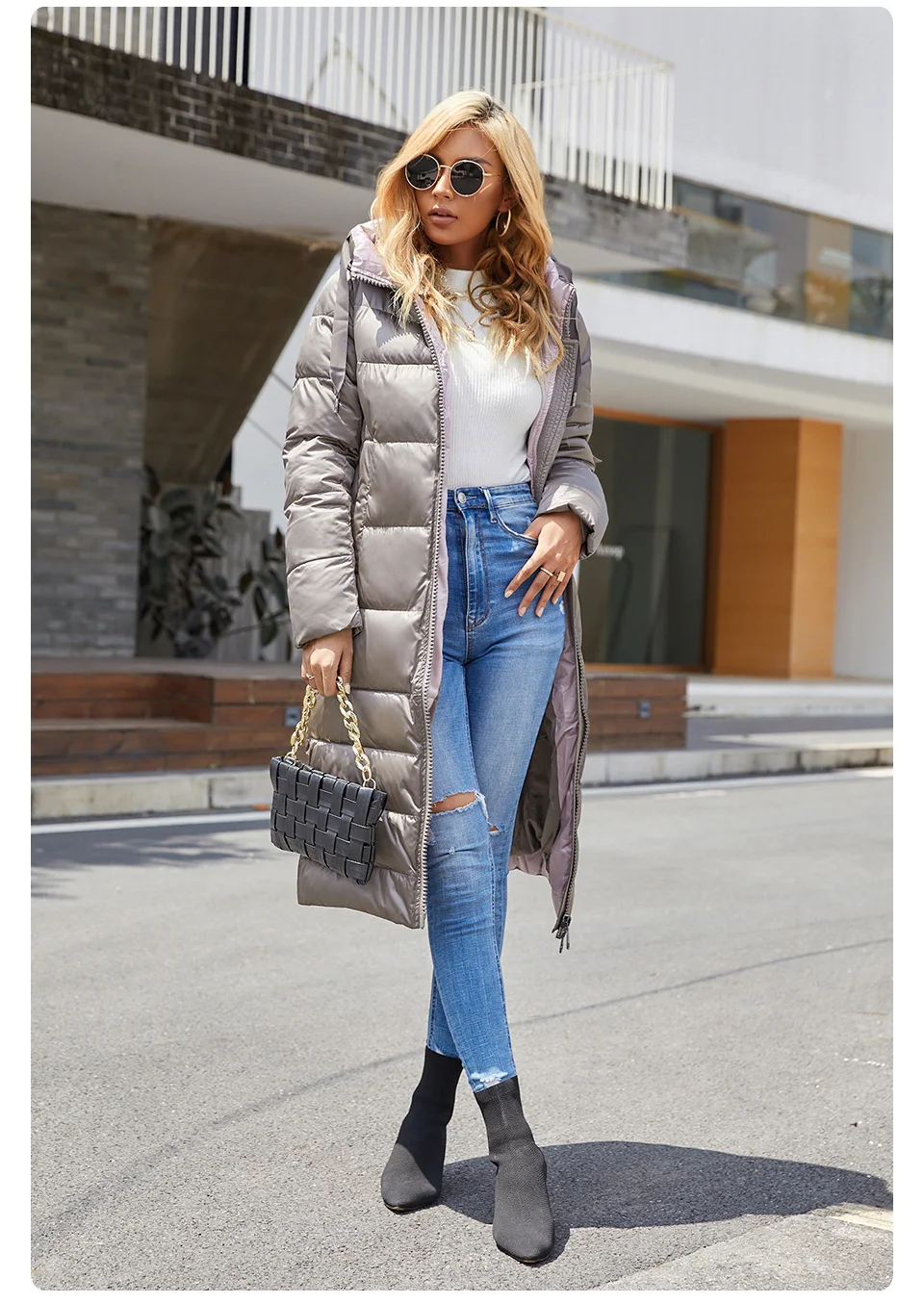 GASMAN 2022 Women's down jacket Long hooded fashion brand  coat women high street Quality Color contrast Windproof parkas 21792