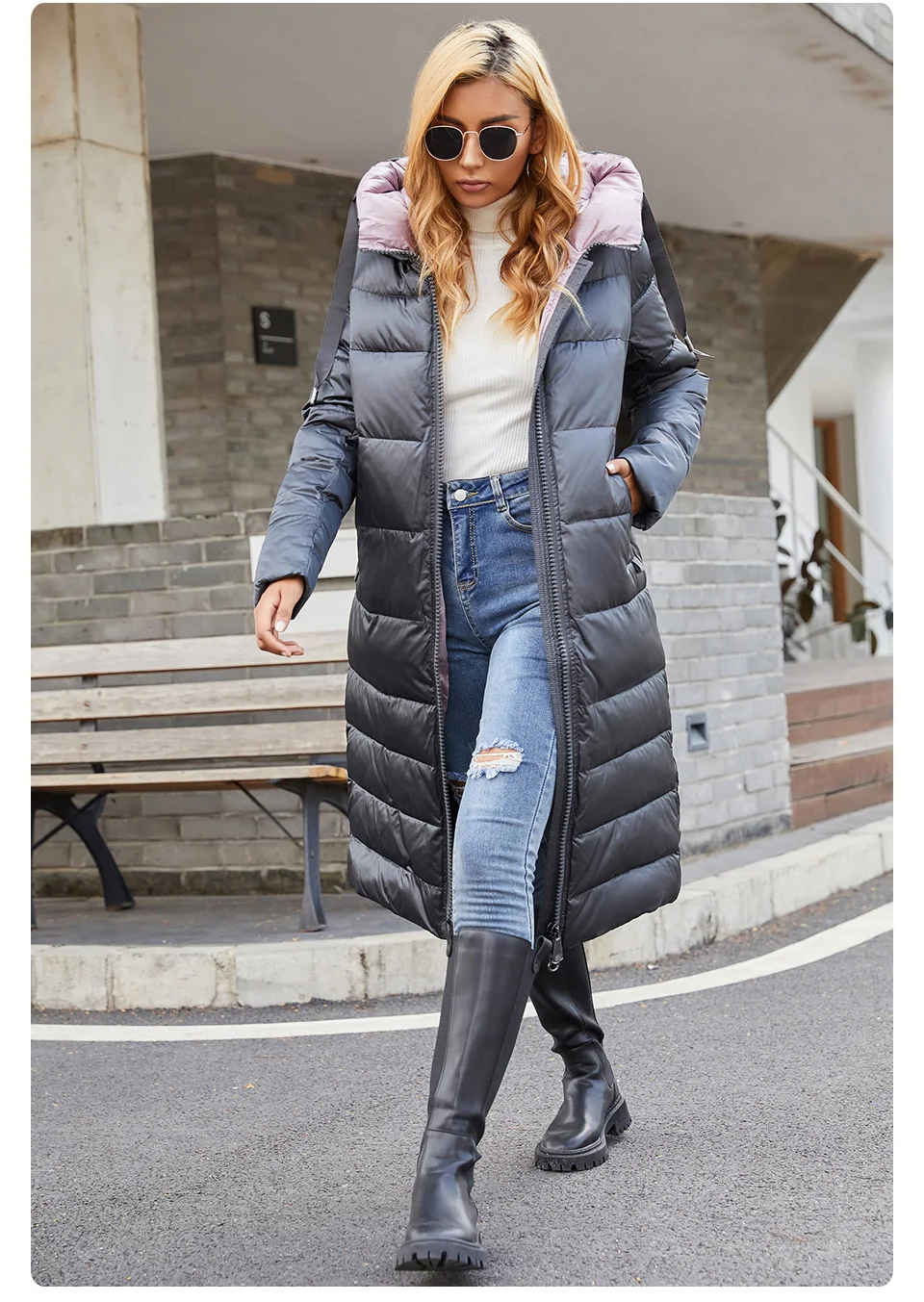GASMAN 2022 Women's down jacket Long hooded fashion brand  coat women high street Quality Color contrast Windproof parkas 21792