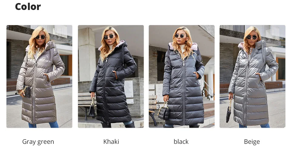 GASMAN 2022 Women's down jacket Long hooded fashion brand  coat women high street Quality Color contrast Windproof parkas 21792
