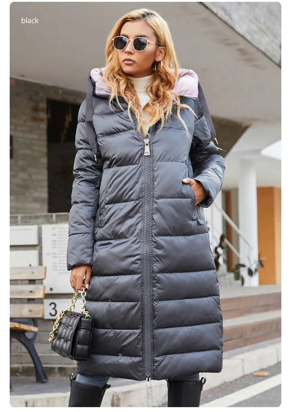 GASMAN 2022 Women's down jacket Long hooded fashion brand  coat women high street Quality Color contrast Windproof parkas 21792