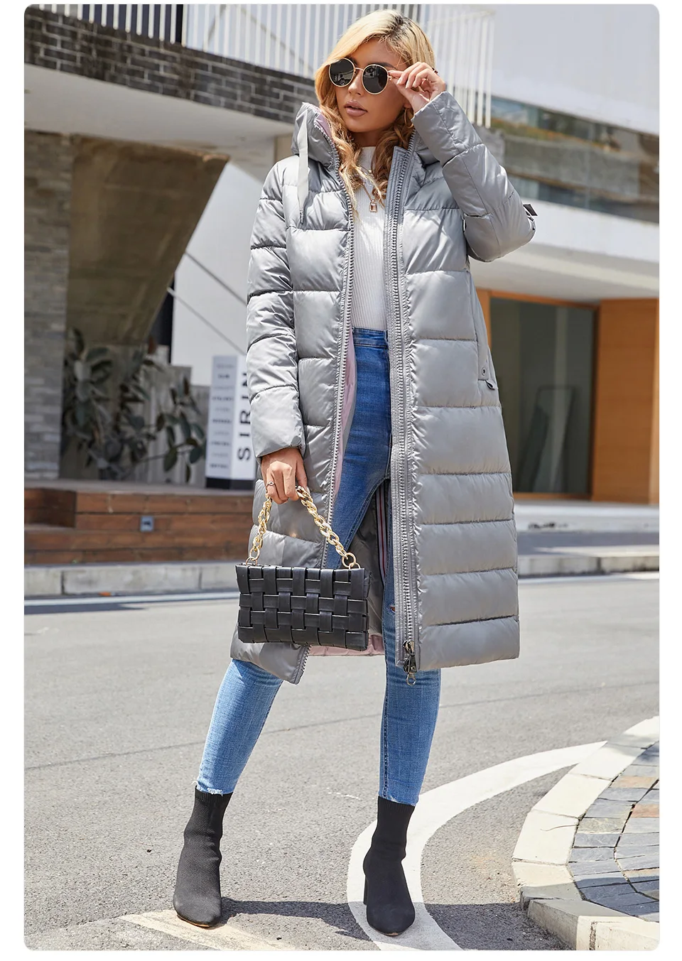 GASMAN 2022 Women's down jacket Long hooded fashion brand  coat women high street Quality Color contrast Windproof parkas 21792