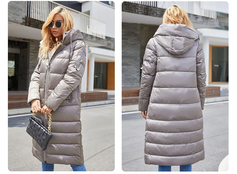 GASMAN 2022 Women's down jacket Long hooded fashion brand  coat women high street Quality Color contrast Windproof parkas 21792