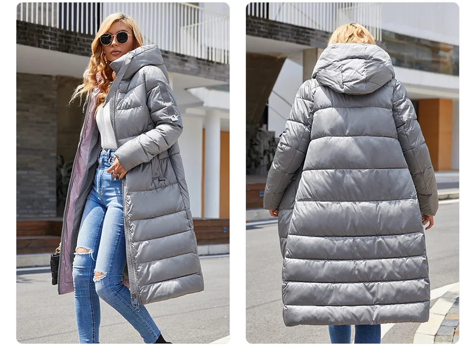 GASMAN 2022 Women's down jacket Long hooded fashion brand  coat women high street Quality Color contrast Windproof parkas 21792