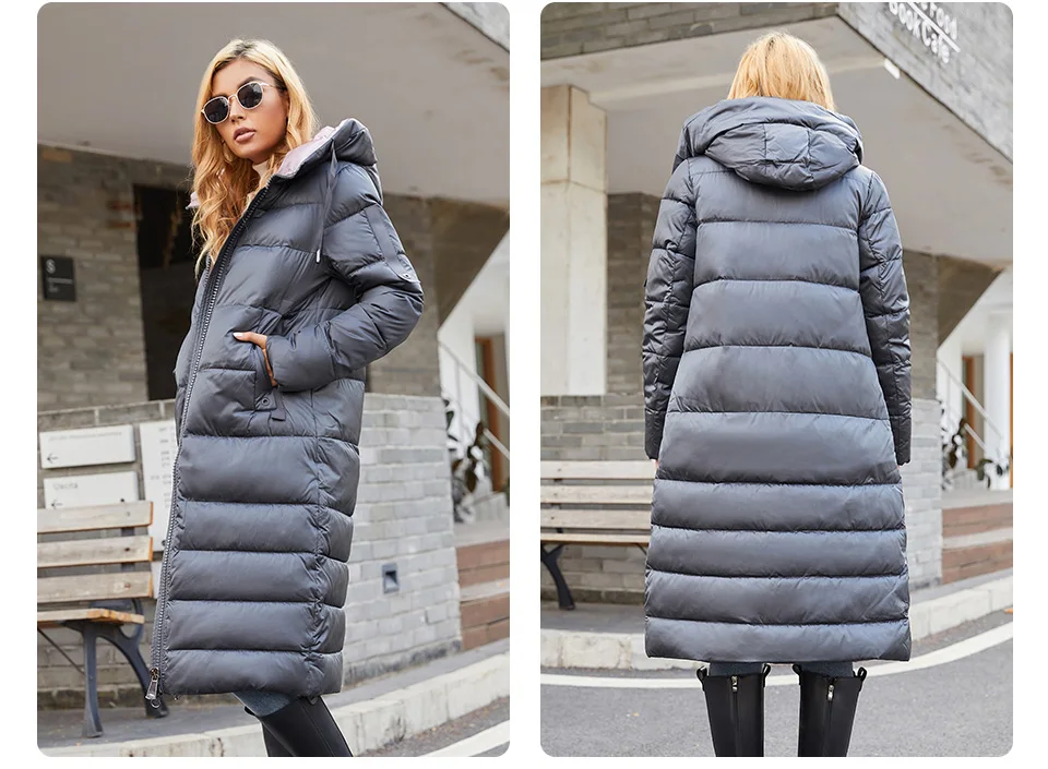 GASMAN 2022 Women's down jacket Long hooded fashion brand  coat women high street Quality Color contrast Windproof parkas 21792