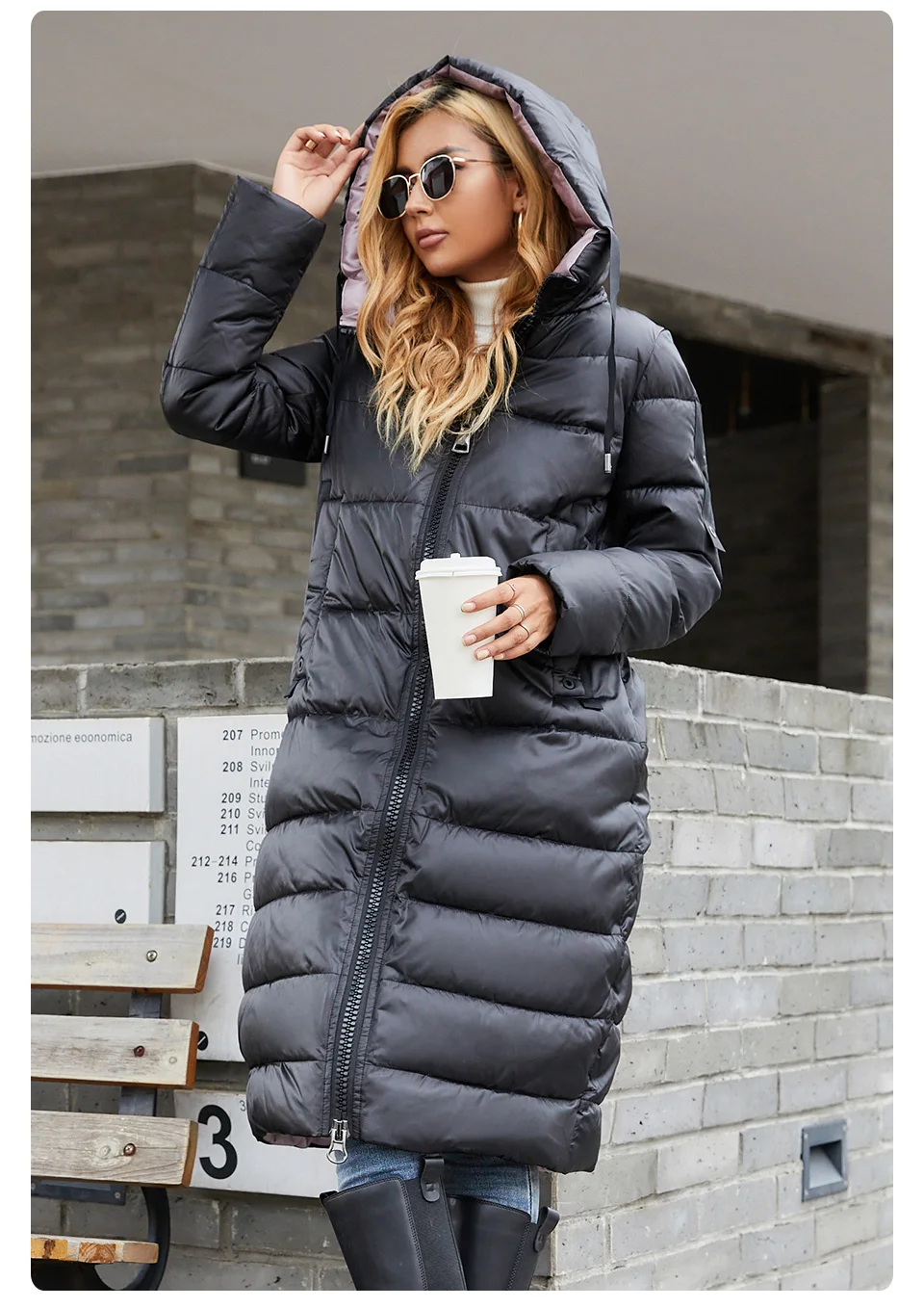 GASMAN 2022 Women's down jacket Long hooded fashion brand  coat women high street Quality Color contrast Windproof parkas 21792
