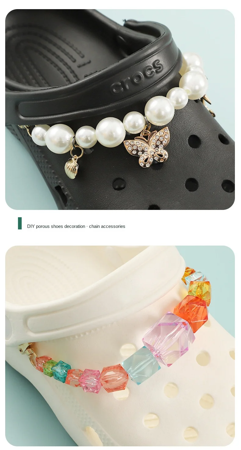 Brand Chain Charms Fashion Thanos Shoes Charms Pearl Resin Chains Shoe Decoration Detachable for Clog Sneakers Accessories