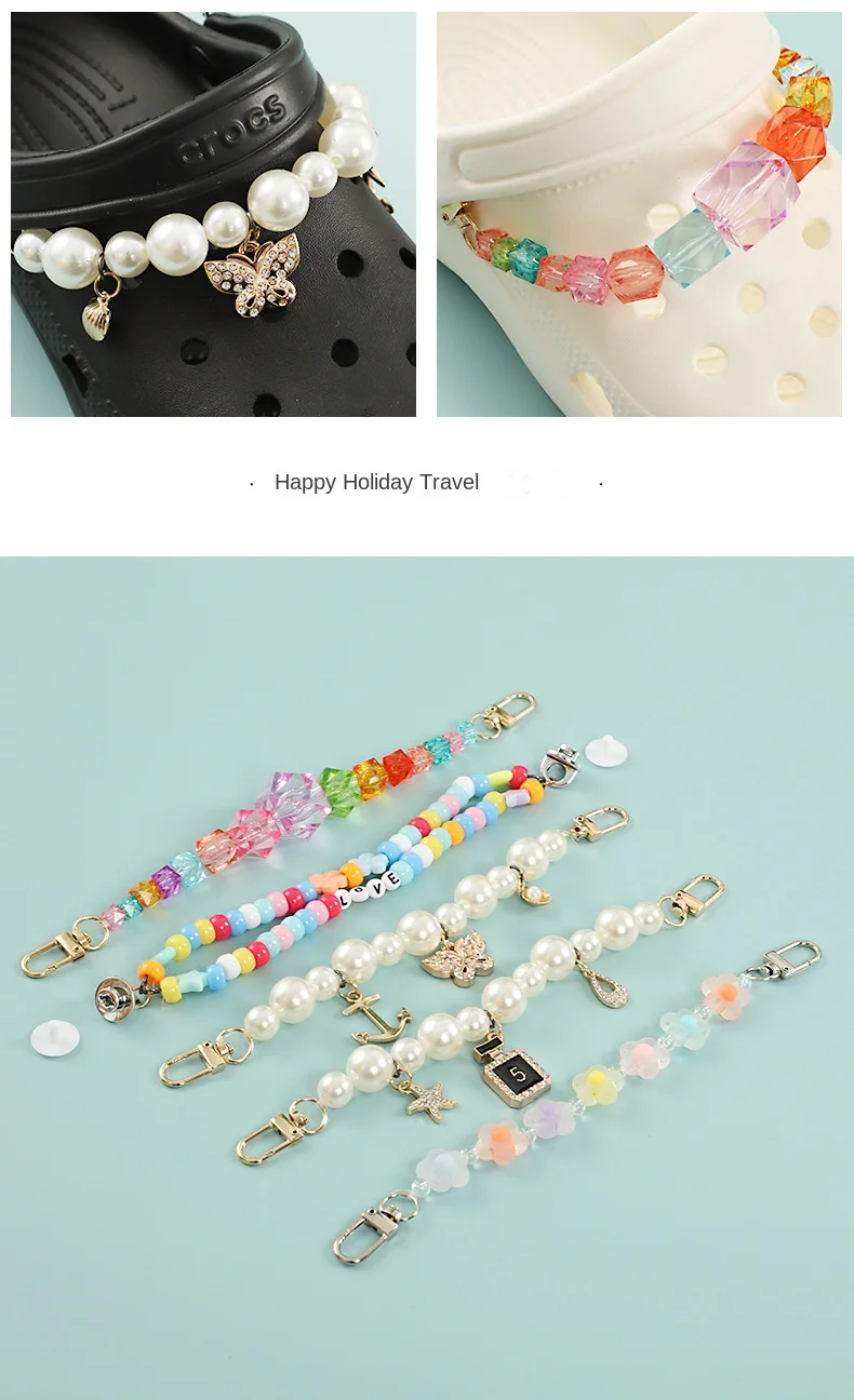 Brand Chain Charms Fashion Thanos Shoes Charms Pearl Resin Chains Shoe Decoration Detachable for Clog Sneakers Accessories