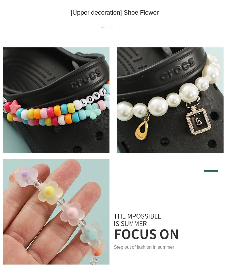 Brand Chain Charms Fashion Thanos Shoes Charms Pearl Resin Chains Shoe Decoration Detachable for Clog Sneakers Accessories