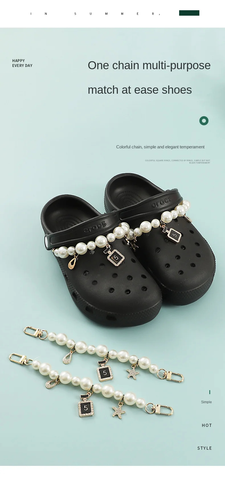 Brand Chain Charms Fashion Thanos Shoes Charms Pearl Resin Chains Shoe Decoration Detachable for Clog Sneakers Accessories