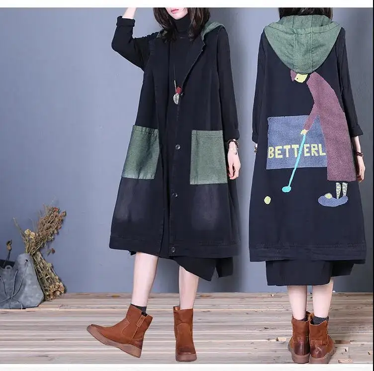Retro Women Long Hooded Vest Summer Autumn Cardigan Free Shipping Sleeveless Tops Plus Size Korean Fashion Loose Big Pocket New