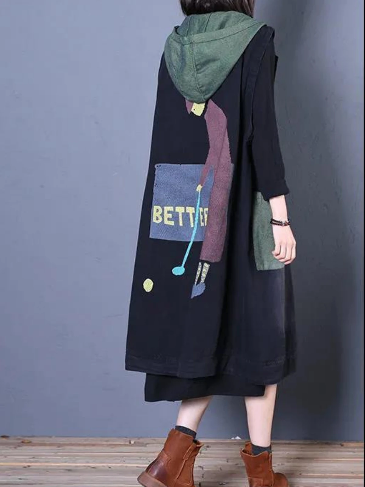 Retro Women Long Hooded Vest Summer Autumn Cardigan Free Shipping Sleeveless Tops Plus Size Korean Fashion Loose Big Pocket New
