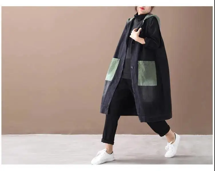 Retro Women Long Hooded Vest Summer Autumn Cardigan Free Shipping Sleeveless Tops Plus Size Korean Fashion Loose Big Pocket New