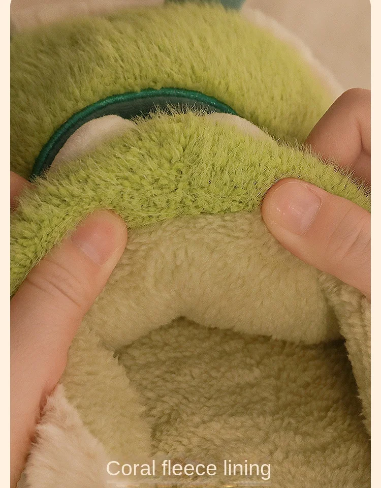 2022 Winter Slippers Women Men Home Floor Shoes Cute Frog Keep Warm Soft Plush Couples Indoor Slides Ladies Cotton Footwear