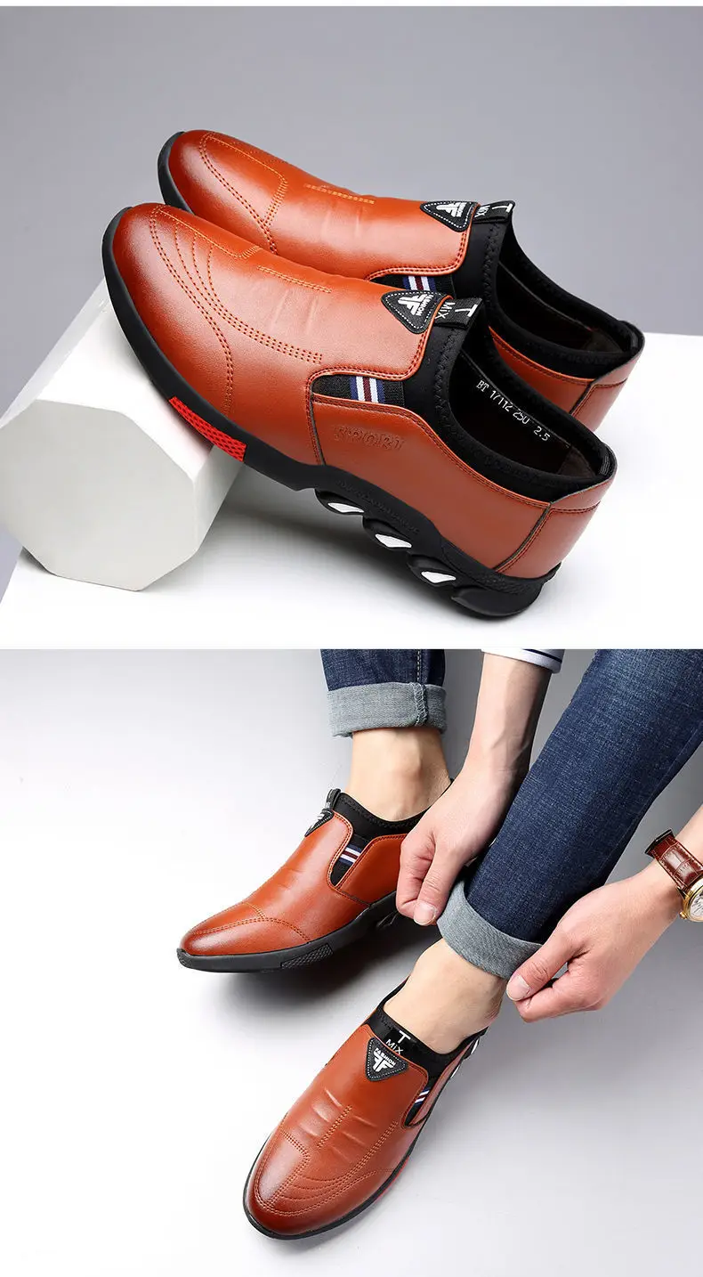 2024 New Leather Shoes Men's Leather Spring Autumn Men's Business Casual Soft-Soled Non-Slip Breathable All-Match Footwear 39-44