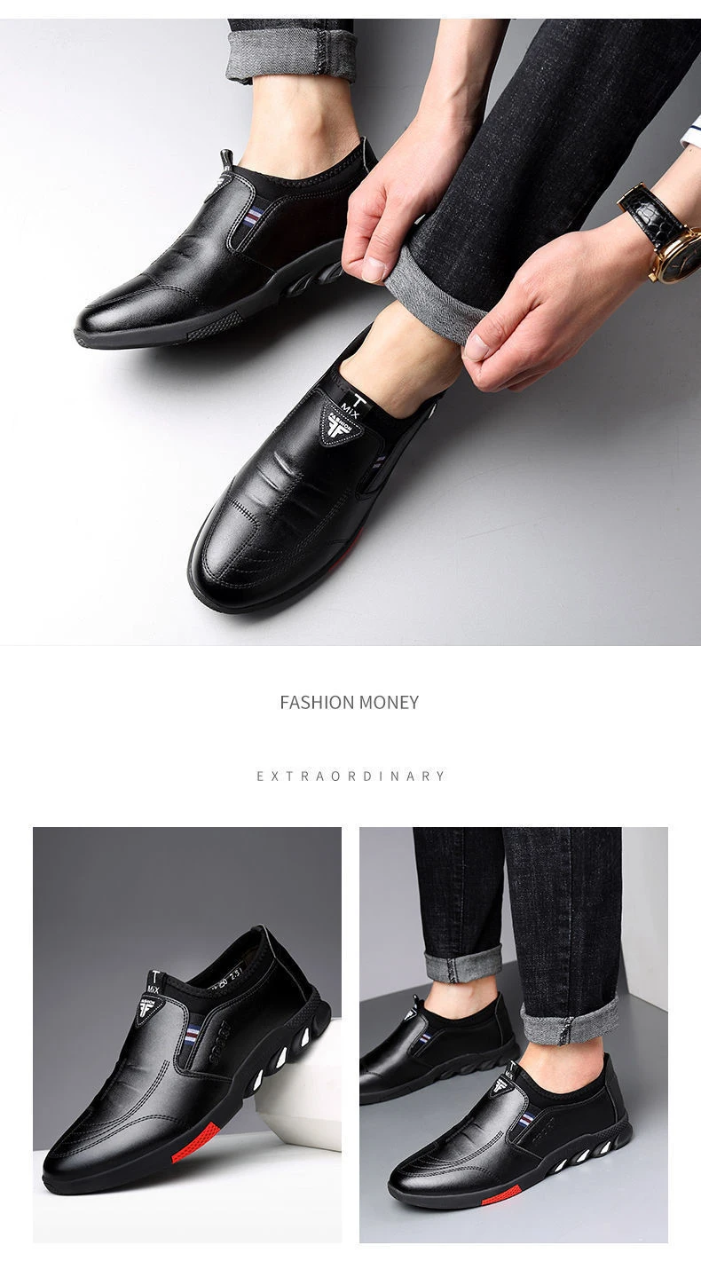 2024 New Leather Shoes Men's Leather Spring Autumn Men's Business Casual Soft-Soled Non-Slip Breathable All-Match Footwear 39-44