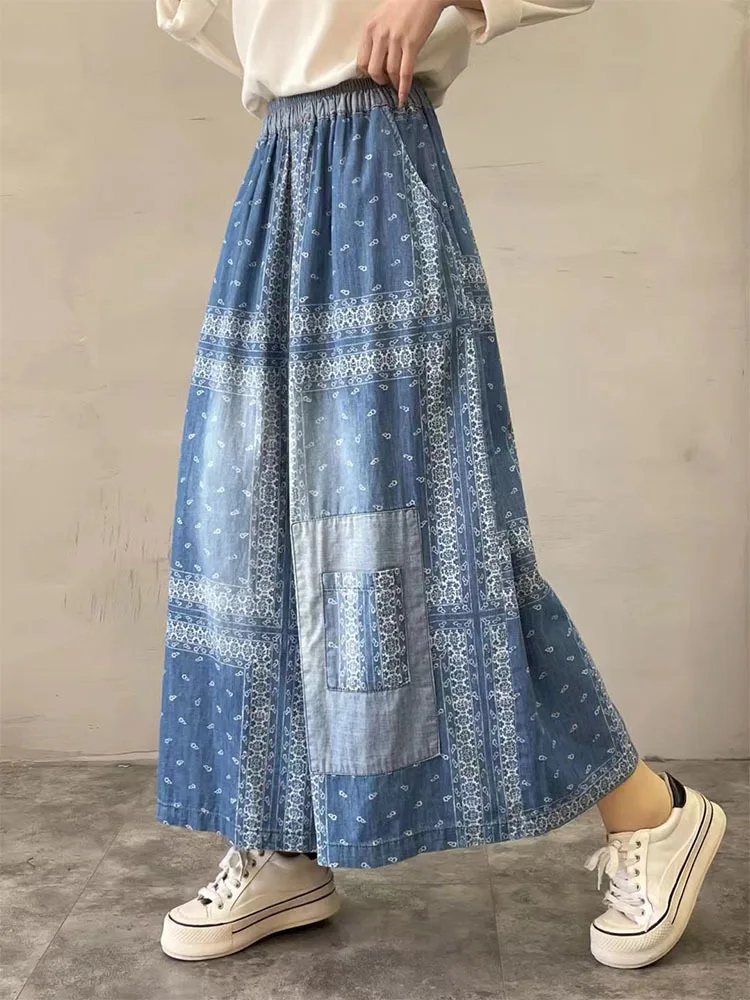 Amax luluE Spring Womens Denim Trousers Fashion Loose Printed Leisure Jeans Females Luxury Vintage Punk Classic Wide Leg Pants