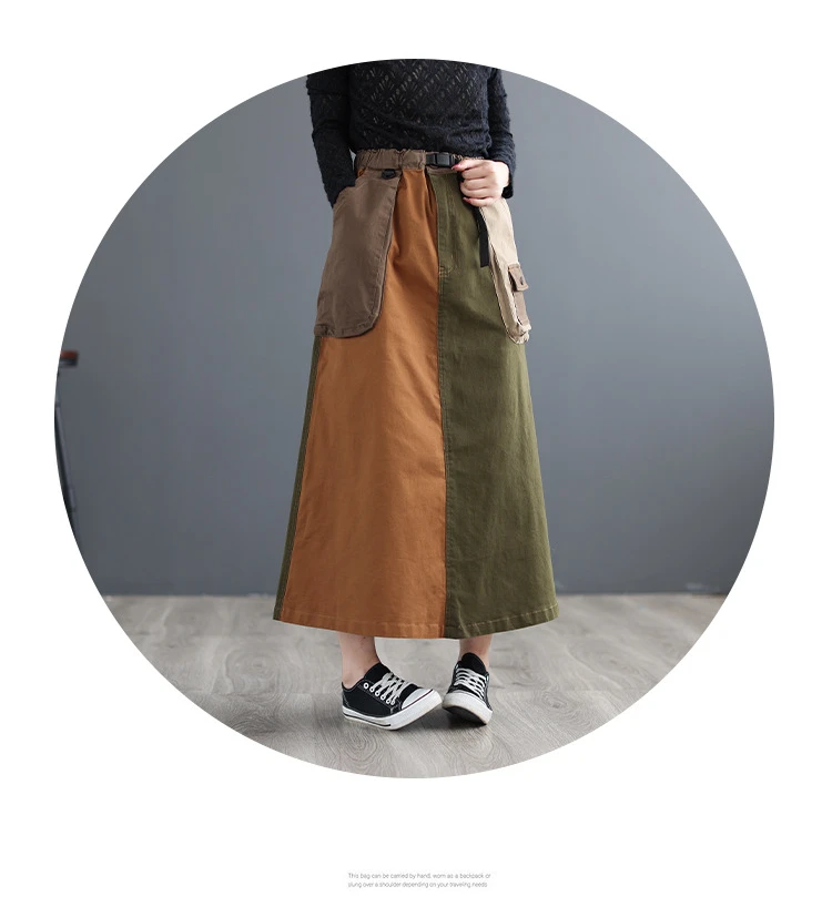 Amax LuluE 2024 Winter Women Fashion Loose Vintage Elastic Waist Cotton Skirts Ladies Luxury Casual Clothing Harajuku Streetwear
