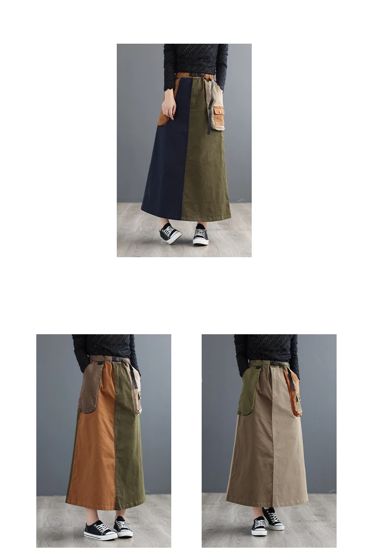 Amax LuluE 2024 Winter Women Fashion Loose Vintage Elastic Waist Cotton Skirts Ladies Luxury Casual Clothing Harajuku Streetwear
