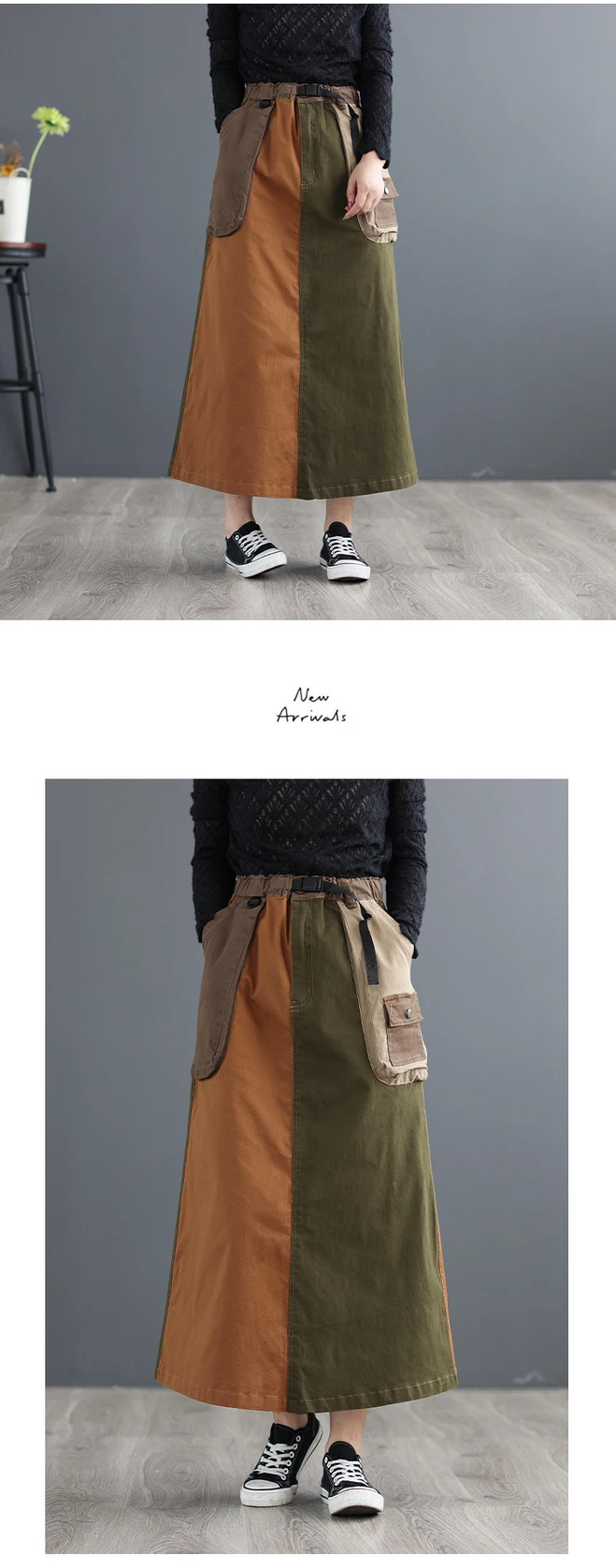 Amax LuluE 2024 Winter Women Fashion Loose Vintage Elastic Waist Cotton Skirts Ladies Luxury Casual Clothing Harajuku Streetwear