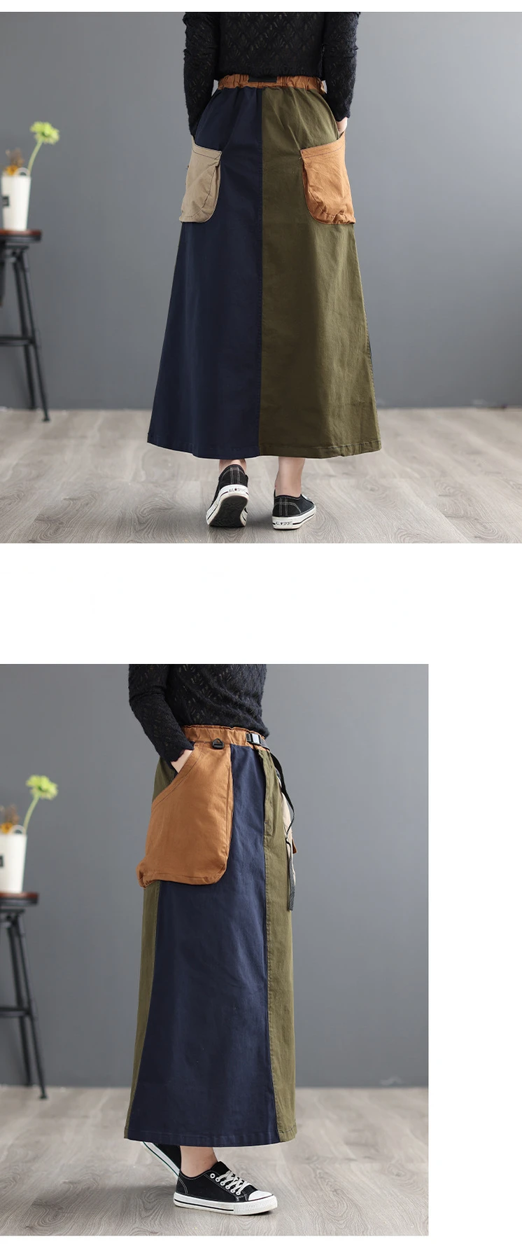 Amax LuluE 2024 Winter Women Fashion Loose Vintage Elastic Waist Cotton Skirts Ladies Luxury Casual Clothing Harajuku Streetwear