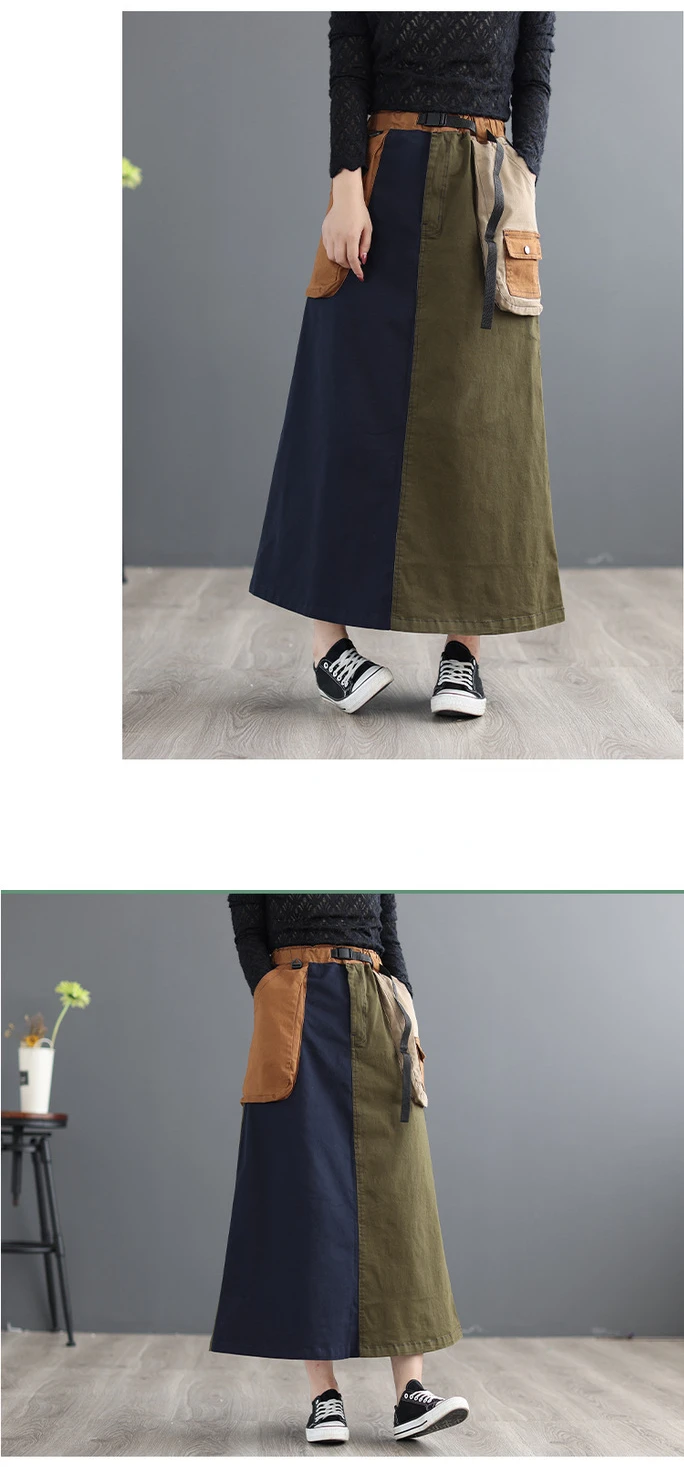Amax LuluE 2024 Winter Women Fashion Loose Vintage Elastic Waist Cotton Skirts Ladies Luxury Casual Clothing Harajuku Streetwear