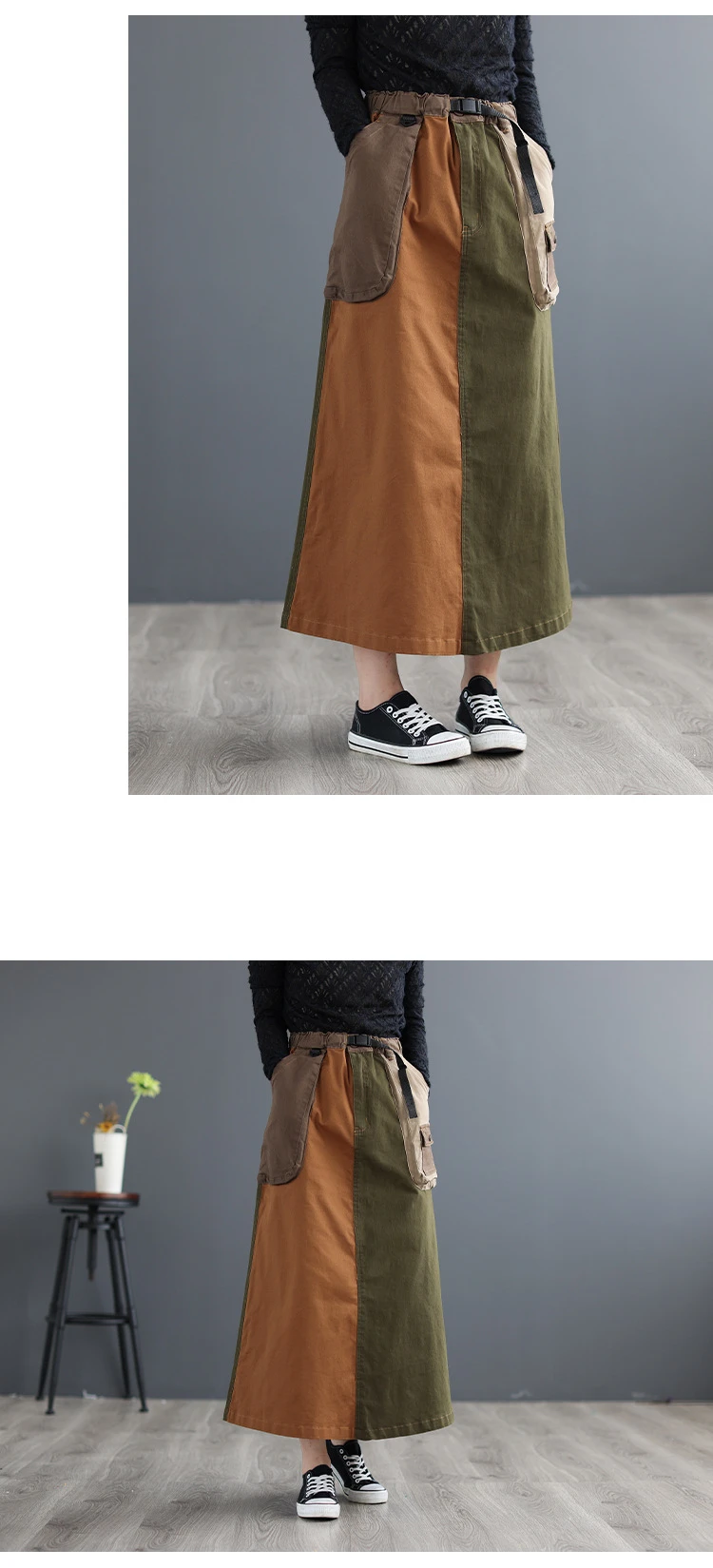 Amax LuluE 2024 Winter Women Fashion Loose Vintage Elastic Waist Cotton Skirts Ladies Luxury Casual Clothing Harajuku Streetwear