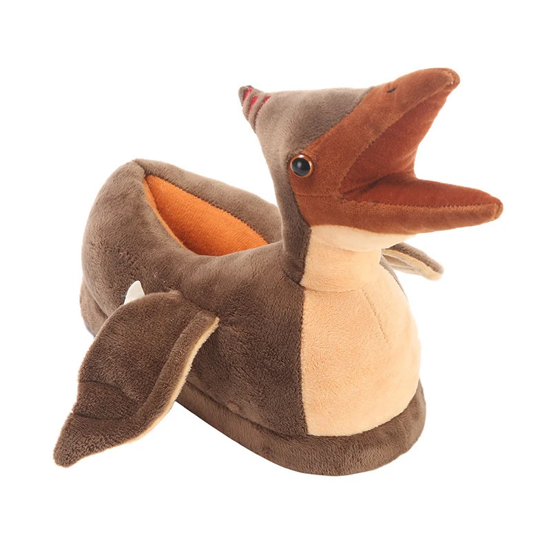 Tyrannosaurus Rex Plush Slippers For Men And Women Winter Cartoon Animals Indoor Cotton Shoes Home Warm Slippers Floor Shoes