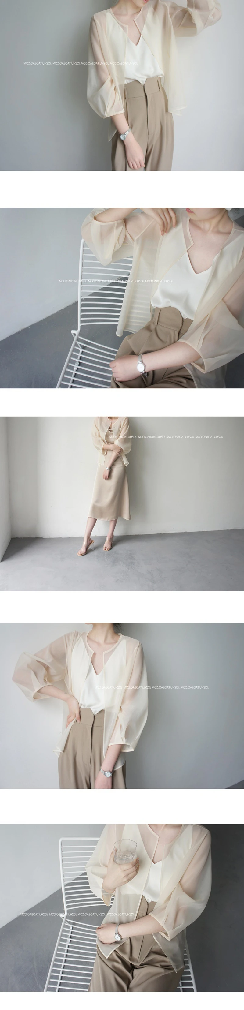 LMQ NEW Women French Retro Fashion All-Match Organza See Through Blouse Jacket Cardigan Sunscreen Shirt Transparent Chiffon Tops