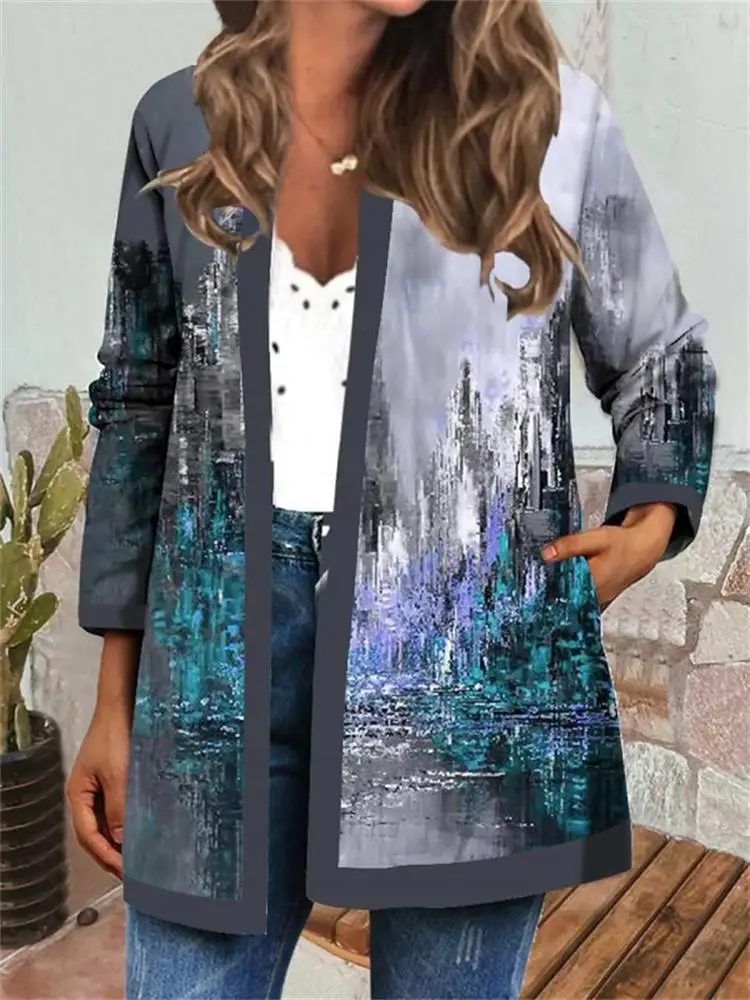 Y2K Spring Autumn Vintage Ethnic Style Cardigan Long Sleeve Printed Jackets Loose Outerwear Ladies Coat Harajuku Tops Women