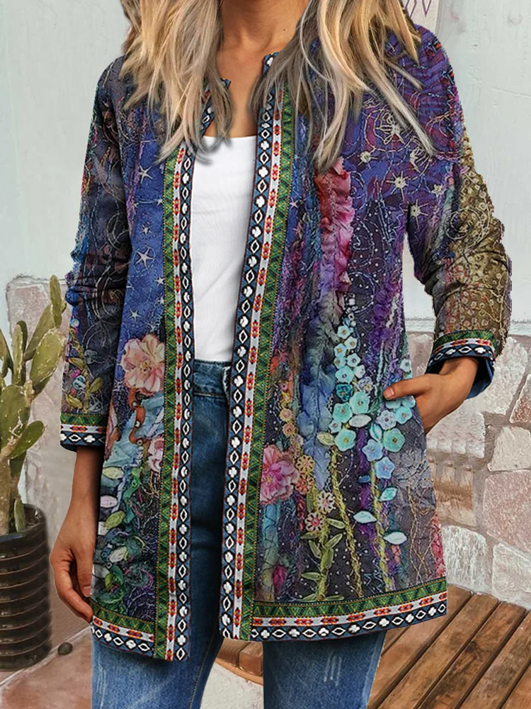 Y2K Spring Autumn Vintage Ethnic Style Cardigan Long Sleeve Printed Jackets Loose Outerwear Ladies Coat Harajuku Tops Women