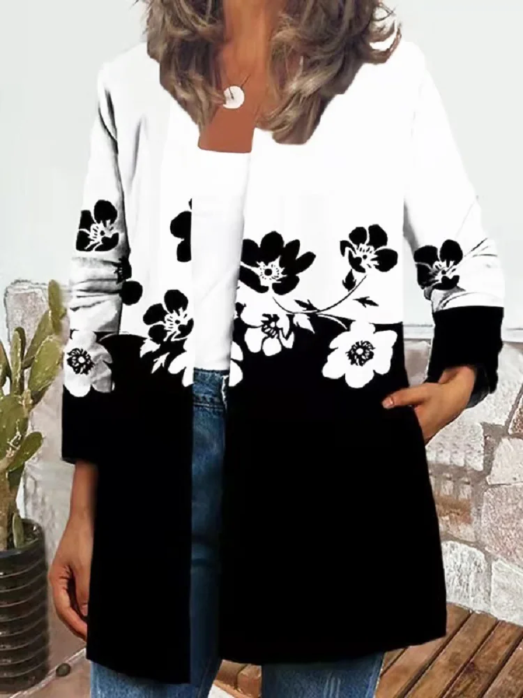 Y2K Spring Autumn Vintage Ethnic Style Cardigan Long Sleeve Printed Jackets Loose Outerwear Ladies Coat Harajuku Tops Women