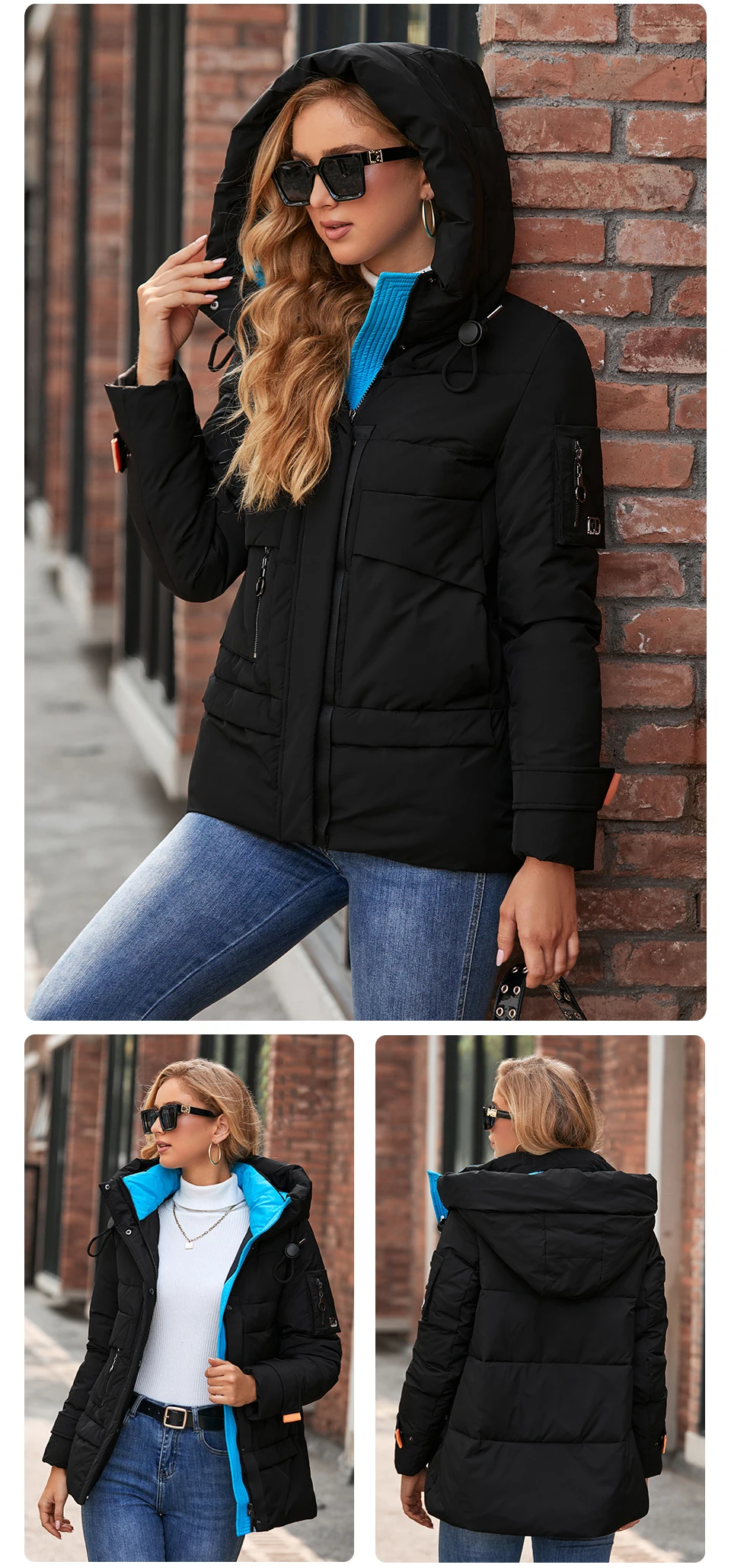 GASMAN 2022 New Fashion Parkas Women's Stand Collar Short Slim Casual Hood Pocket Warm Women Down Jacket GM-82175