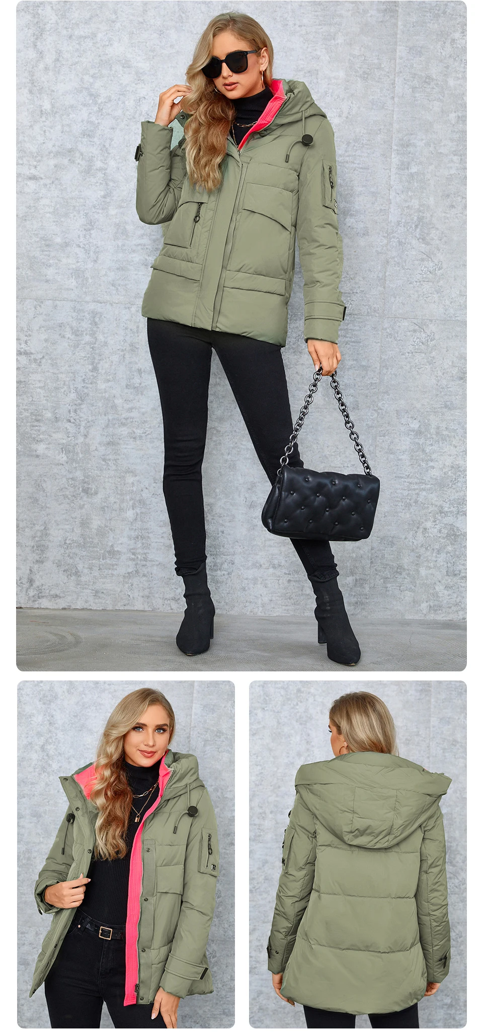 GASMAN 2022 New Fashion Parkas Women's Stand Collar Short Slim Casual Hood Pocket Warm Women Down Jacket GM-82175