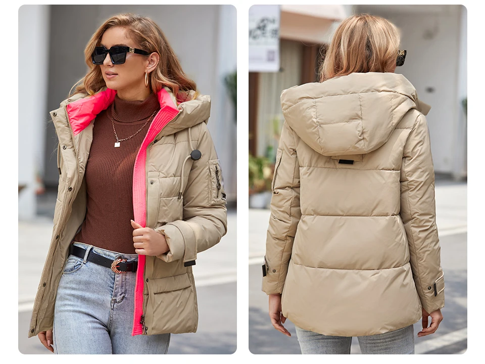 GASMAN 2022 New Fashion Parkas Women's Stand Collar Short Slim Casual Hood Pocket Warm Women Down Jacket GM-82175