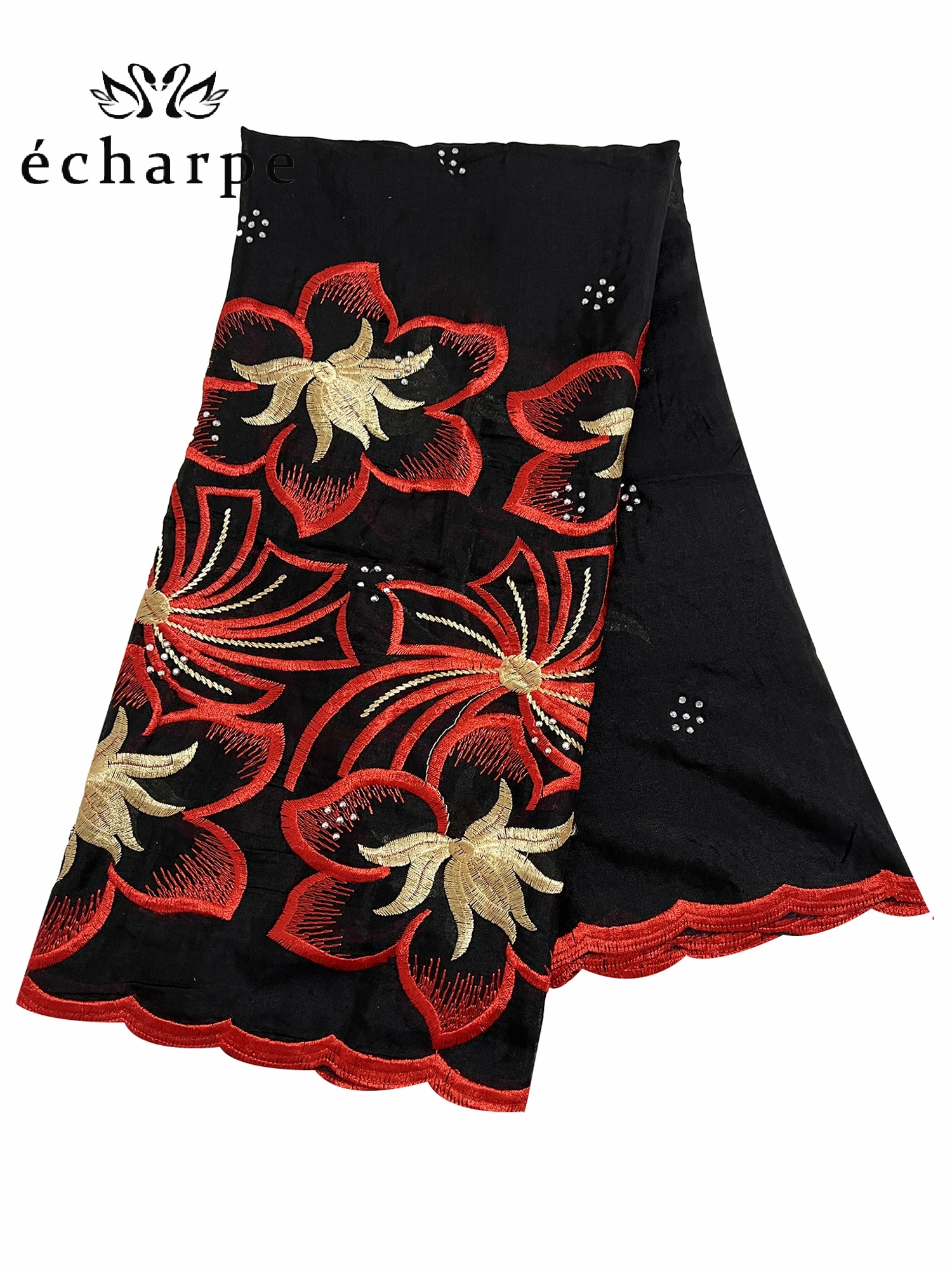 Latest Dubai Cotton Scarf Muslim Women African Cotton Hijab Islam Hijab Pashmina Turban Headscarf Embroidery Shawl