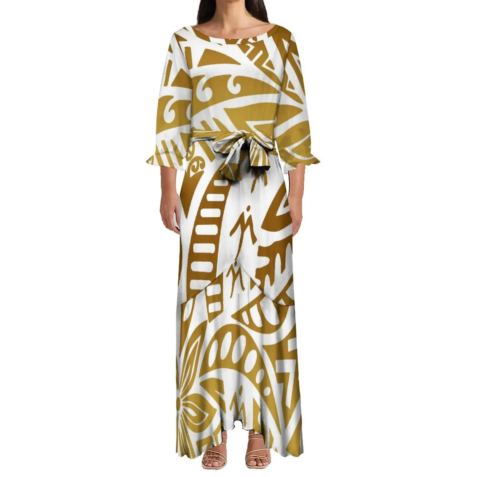 Drop Shipping Big People Trendy Dress Women's Sexy Lace-up Fishtail Dress Polynesian Samoan Customized On Demand Dresses