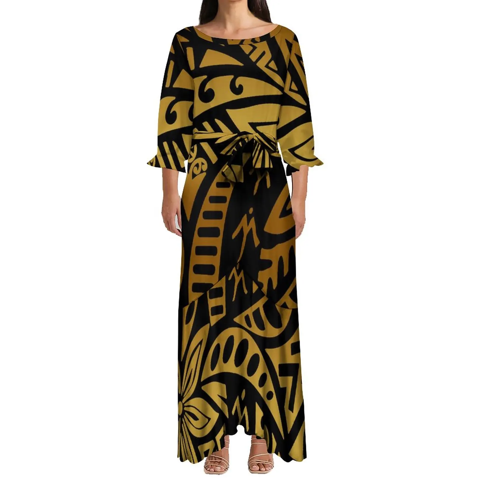 Drop Shipping Big People Trendy Dress Women's Sexy Lace-up Fishtail Dress Polynesian Samoan Customized On Demand Dresses