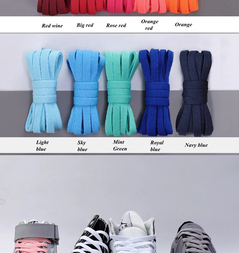 1Pair 36Colors Air Force OneAJ1 Shoelaces for Sneakers Flat Classic Original Solid White Black Shoe Lace Basketball Sports Laces