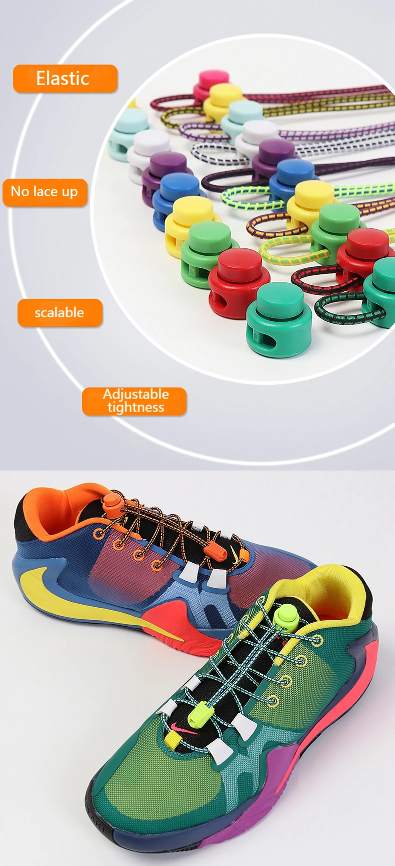 Strong Reflective Shoelaces Elastic Used For Sneakers No Tie Shoe Laces Spring Press Lock Convenient and Fast Lazy Shoelace