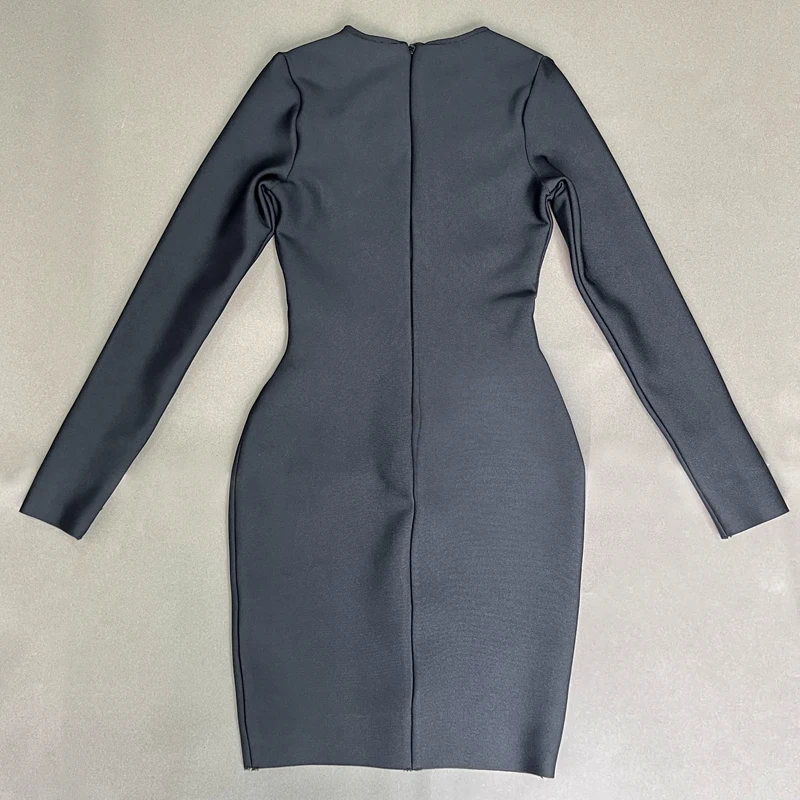 Wholesale Women's Black Hollow Long Sleeve Tight Mini Sexy Evening Celebrity Cocktail Party Bandag Dress