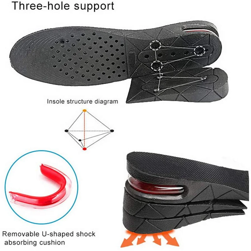 New Foot Pad Invisible Insole Cut Shoe Heel Insert Taller Support Absorbing Increase Height Heightening Cushion Lift Adjustable