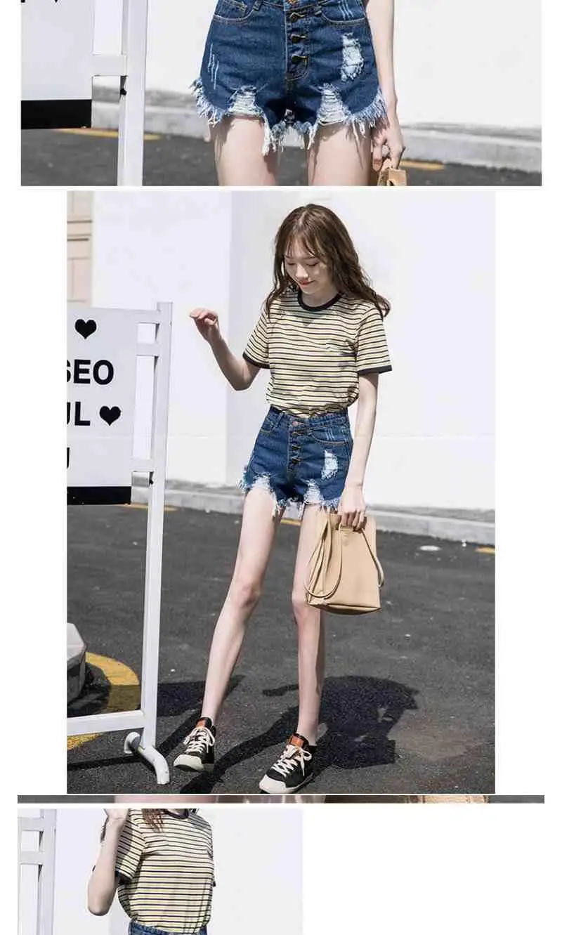 Casual Sexy Fashion Vintage Short Pants Women's Summer Clothing Jean Denim Shorts Female High Waist Ripped Aesthetic Korean 2025