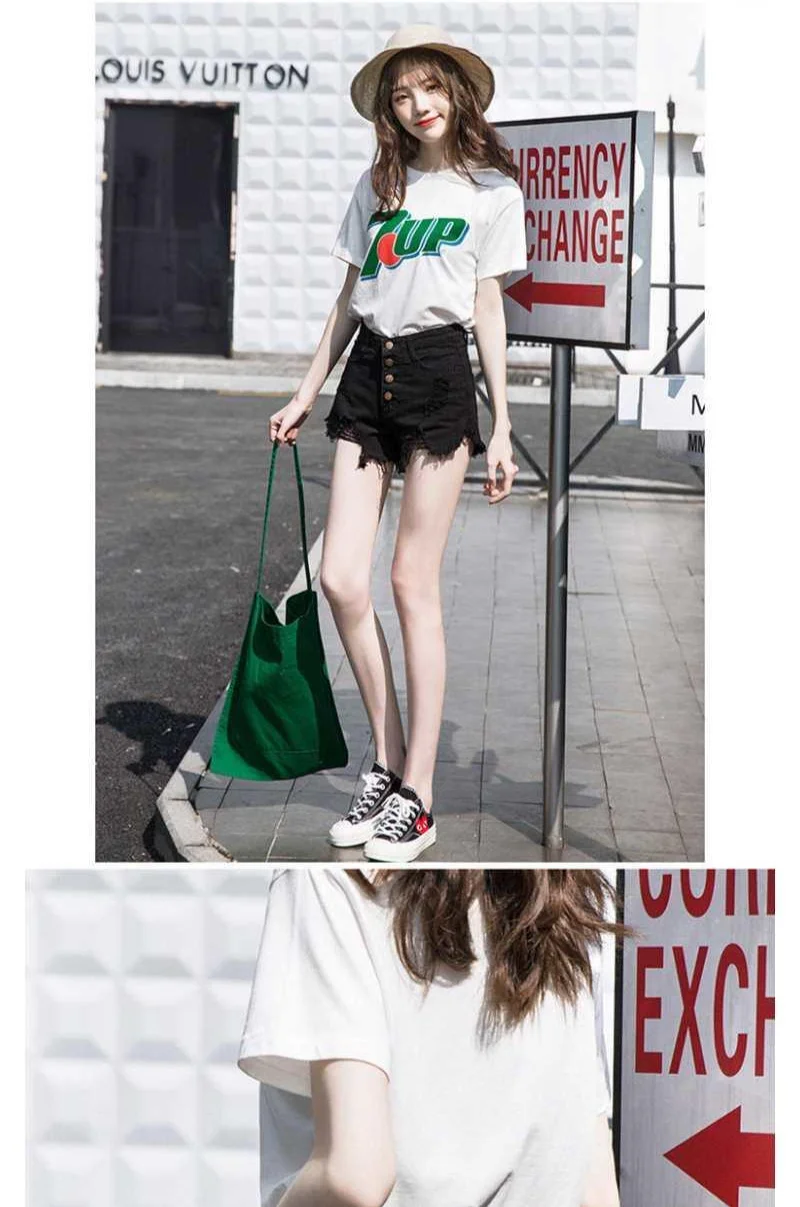 Casual Sexy Fashion Vintage Short Pants Women's Summer Clothing Jean Denim Shorts Female High Waist Ripped Aesthetic Korean 2025