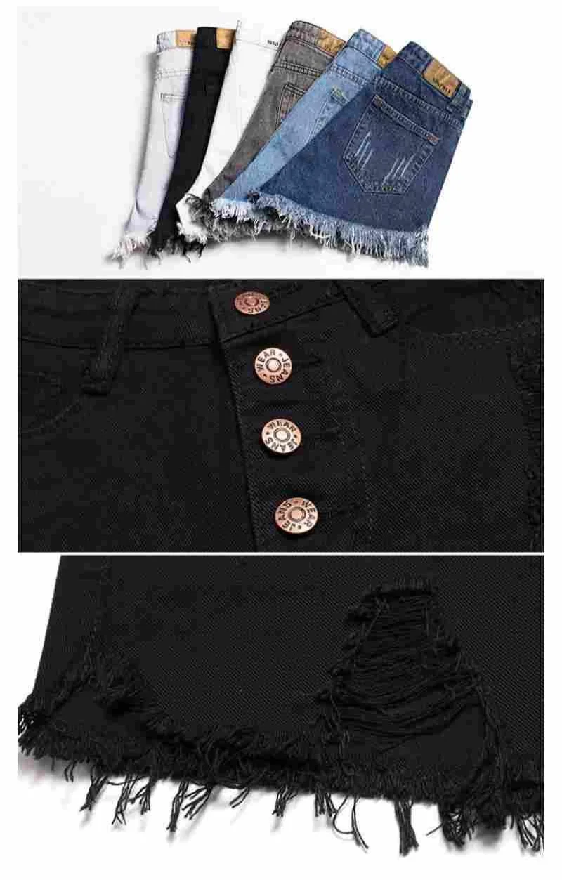 Casual Sexy Fashion Vintage Short Pants Women's Summer Clothing Jean Denim Shorts Female High Waist Ripped Aesthetic Korean 2025