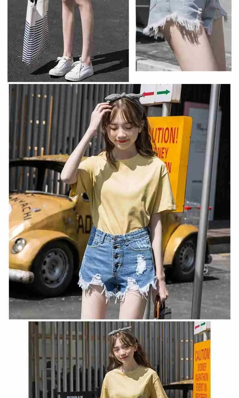 Casual Sexy Fashion Vintage Short Pants Women's Summer Clothing Jean Denim Shorts Female High Waist Ripped Aesthetic Korean 2025