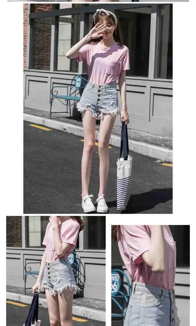 Casual Sexy Fashion Vintage Short Pants Women's Summer Clothing Jean Denim Shorts Female High Waist Ripped Aesthetic Korean 2025