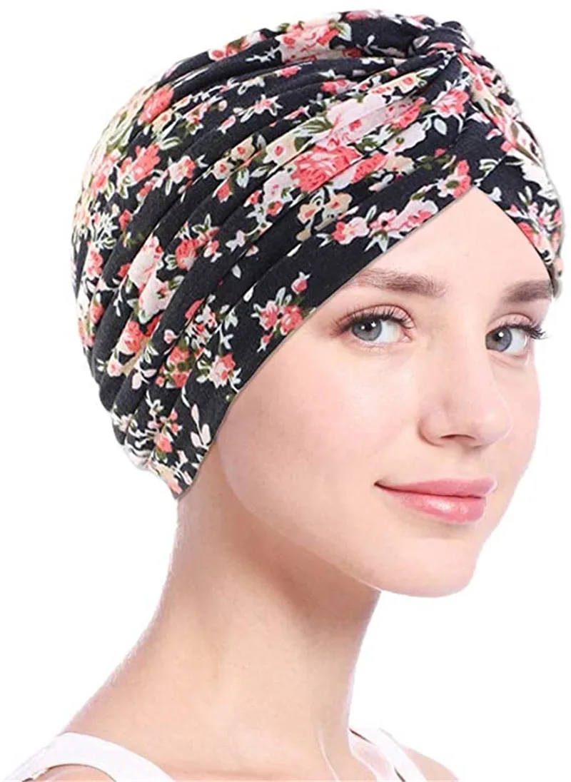 2026 New Crinkle Soft Stretchy Africa Hijab Caps Muslim Wrap Head Turban India Hat Flowers Headtie Chemo Bonnet Ready To Wear